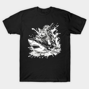 Meow-tastic Safari Riding Sharks T-Shirt